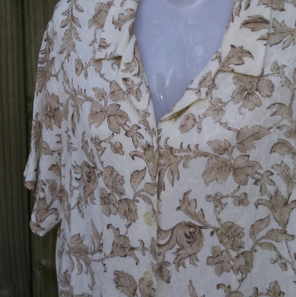 Vintage Pinup Retro Rose Floral Gold 1990s Blouse - Picture 8 of 8